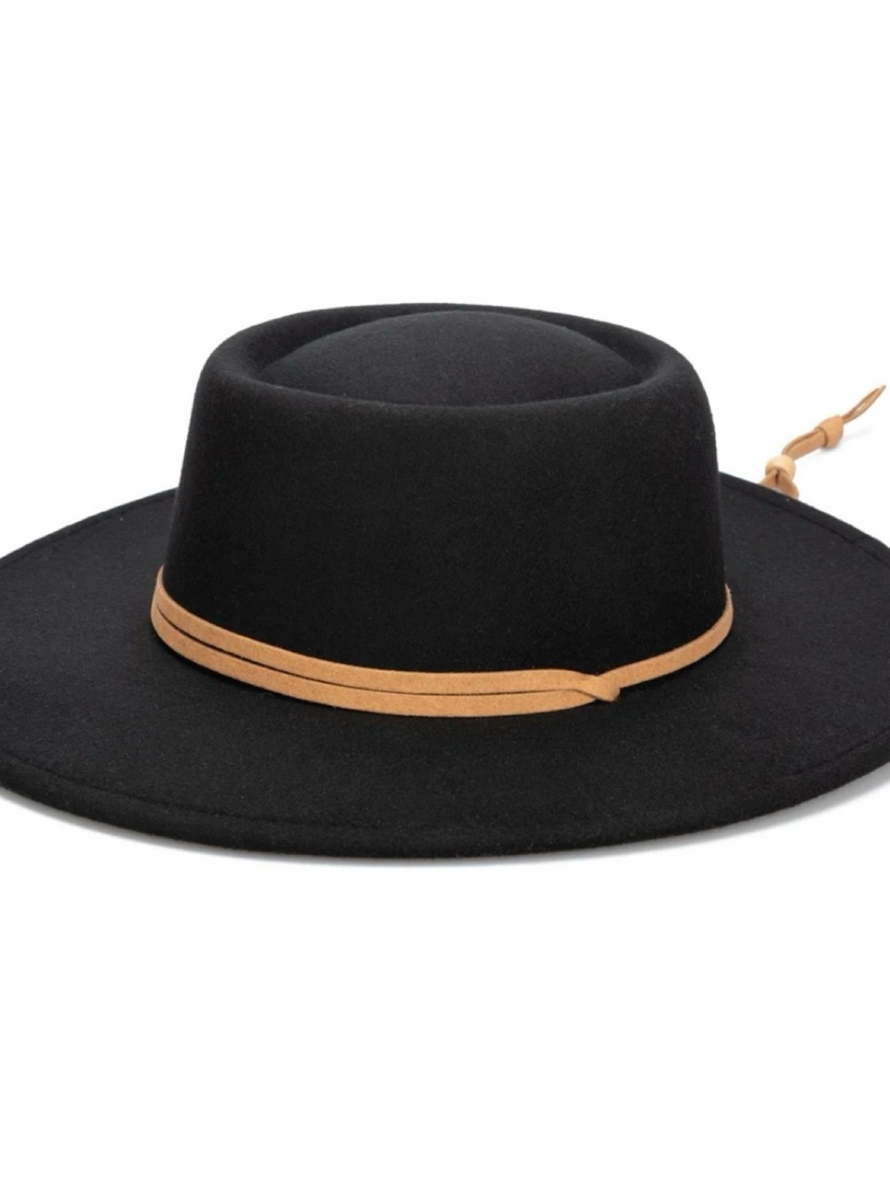 NWT Anthropologie San Diego Felt Boater Hat With Chin Cord in Black  One Size